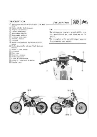 YAMAHA YZ250 (W) 1989 – Français